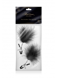 Зажимы на соски с черными пуховыми кисточками Sweet Caress Feather Nipple Clumps - Sweet Caress - купить с доставкой в Одинцово