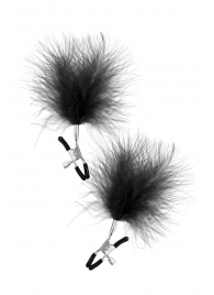 Зажимы на соски с черными пуховыми кисточками Sweet Caress Feather Nipple Clumps - Sweet Caress - купить с доставкой в Одинцово