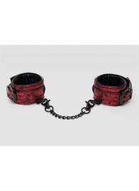 Красно-черные наручники Reversible Faux Leather Wrist Cuffs - Fifty Shades of Grey - купить с доставкой в Одинцово