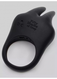 Черное эрекционное виброкольцо Sensation Rechargeable Vibrating Rabbit Love Ring - Fifty Shades of Grey - в Одинцово купить с доставкой