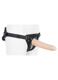 Пустотелый страпон Harness CLASSIC с бандажом - 19,5 см. - LOVETOY (А-Полимер) - купить с доставкой в Одинцово