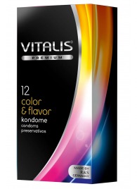 Цветные ароматизированные презервативы VITALIS PREMIUM color   flavor - 12 шт. - Vitalis - купить с доставкой в Одинцово