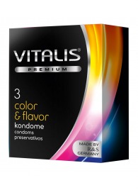 Цветные ароматизированные презервативы VITALIS PREMIUM color   flavor - 3 шт. - Vitalis - купить с доставкой в Одинцово