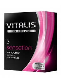 Презервативы с пупырышками и кольцами VITALIS PREMIUM sensation - 3 шт. - Vitalis - купить с доставкой в Одинцово