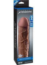 Коричневая насадка Mega 2  Extension - 20,3 см. - Pipedream - в Одинцово купить с доставкой