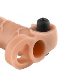 Телесная вибронасадка с кольцом Vibrating Real Feel 2 Extension - 16 см. - Pipedream - в Одинцово купить с доставкой