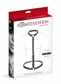Черная упряжь на тело с шипами на ошейнике - Fetish Tentation - купить с доставкой в Одинцово