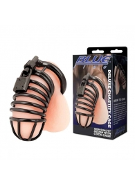 Черная металлическая клетка с замком Deluxe Chastity Cage - BlueLine - купить с доставкой в Одинцово
