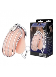 Серебристая металлическая клетка с анальным стимулятором Cock Cage - BlueLine - купить с доставкой в Одинцово