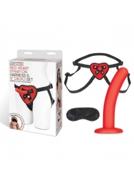 Красный поясной фаллоимитатор Red Heart Strap on Harness   5in Dildo Set - 12,25 см. - Lux Fetish - купить с доставкой в Одинцово