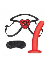 Красный поясной фаллоимитатор Red Heart Strap on Harness   5in Dildo Set - 12,25 см. - Lux Fetish - купить с доставкой в Одинцово
