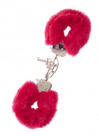 Металлические наручники с красной меховой опушкой METAL HANDCUFF WITH PLUSH RED - Dream Toys - купить с доставкой в Одинцово