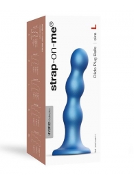 Голубая насадка Strap-On-Me Dildo Plug Balls size L - Strap-on-me - купить с доставкой в Одинцово