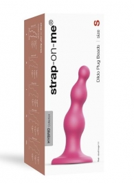 Розовая насадка Strap-On-Me Dildo Plug Beads size S - Strap-on-me - купить с доставкой в Одинцово