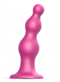 Розовая насадка Strap-On-Me Dildo Plug Beads size L - Strap-on-me - купить с доставкой в Одинцово