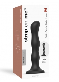 Черная насадка Strap-On-Me Dildo Geisha Balls size M - Strap-on-me - купить с доставкой в Одинцово