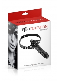 Черный кляп-фаллоимитатор Double Penis Gag - Fetish Tentation - купить с доставкой в Одинцово