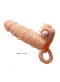 Телесная удлиняющая вибронасадка Penis Sleeve Connor - 17 см. - Baile - в Одинцово купить с доставкой