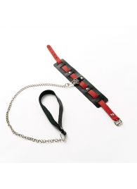 Черный ошейник с красным ремешком и поводком - Crazy Handmade - купить с доставкой в Одинцово