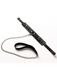 Черный ошейник с шипами и поводком - Crazy Handmade - купить с доставкой в Одинцово