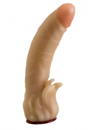 Телесная гелевая насадка-фаллос с клиторальными лепестками - 18,5 см. - LOVETOY (А-Полимер) - купить с доставкой в Одинцово
