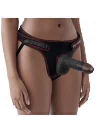 Женский темнокожий страпон Easy Strapon Set 7 Inch - 18 см. - Lovetoy - купить с доставкой в Одинцово