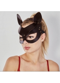 Коричневая кожаная маска  Кошечка - Sitabella - купить с доставкой в Одинцово