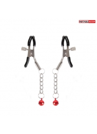 Серебристые зажимы на соски с шариками на цепочках - Notabu - купить с доставкой в Одинцово