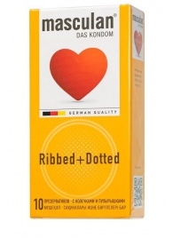 Презервативы с колечками и пупырышками Masculan Ribbed+Dotted - 10 шт. - Masculan - купить с доставкой в Одинцово