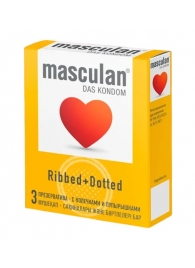 Презервативы с колечками и пупырышками Masculan Ribbed+Dotted - 3 шт. - Masculan - купить с доставкой в Одинцово