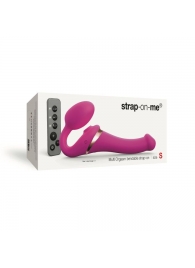 Ярко-розовый безремневой страпон Multi Orgasm Size S с клиторальной стимуляцией - Strap-on-me - купить с доставкой в Одинцово