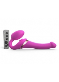 Ярко-розовый безремневой страпон Multi Orgasm Size S с клиторальной стимуляцией - Strap-on-me - купить с доставкой в Одинцово