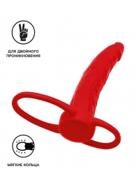 Красная насадка на пенис для двойного проникновения Black Red - 16,5 см. - ToyFa - купить с доставкой в Одинцово