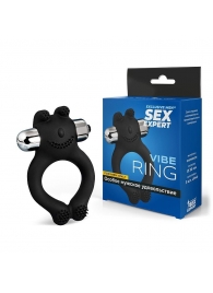 Черное силиконовое эрекционное виброкольцо Sex Expert - Sex Expert - в Одинцово купить с доставкой