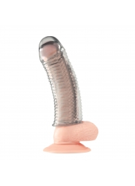 Текстурированная насадка на пенис Clear Textured Penis Enhancing Sleeve Extension - 16,5 см. - BlueLine - в Одинцово купить с доставкой