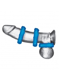 Комплект из трех голубых эрекционных колец 3-Pack Ribbed Rider Cock Ring Set - BlueLine - в Одинцово купить с доставкой