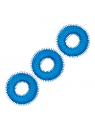 Комплект из трех голубых колец для эрекции 3-Pack Ultra-Stim Stretch Cock Rings - BlueLine - в Одинцово купить с доставкой