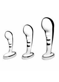 Набор из 3 стальных стимуляторов простаты Stainless Steel P-spot Training Set - b-Vibe - в Одинцово купить с доставкой