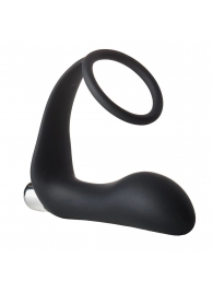 Черное эрекционное кольцо с вибропробкой Vibrating Anal Plug With Cockring - Dream Toys - в Одинцово купить с доставкой