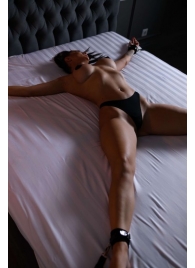 Черный кожаный набор фиксации на кровати Sex Game - БДСМ Арсенал - купить с доставкой в Одинцово