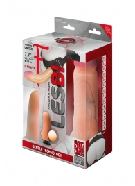 Телесный страпон Harness LESBI с вагинальной пробкой - 16,5 см. - LOVETOY (А-Полимер) - купить с доставкой в Одинцово