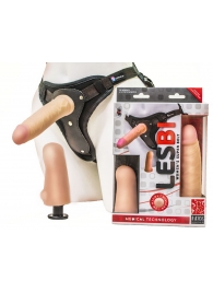 Телесный страпон Harness LESBI с вагинальной пробкой - 16,5 см. - LOVETOY (А-Полимер) - купить с доставкой в Одинцово