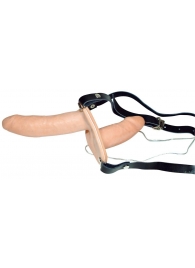 Телесный женский страпон с вагинальной пробкой Strap-On Duo - 15 см. - Orion - купить с доставкой в Одинцово