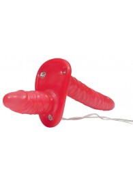 Красный женский страпон с вагинальной пробкой Bad Kitty - 18 см. - Orion - купить с доставкой в Одинцово