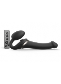Черный безремневой страпон Multi Orgasm Size M с клиторальной стимуляцией - Strap-on-me - купить с доставкой в Одинцово