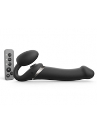 Черный безремневой страпон Multi Orgasm Size L с клиторальной стимуляцией - Strap-on-me - купить с доставкой в Одинцово