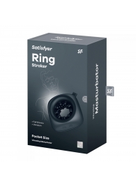 Черный мужской вибромассажер Ring Stroker - Satisfyer - в Одинцово купить с доставкой