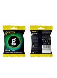 Ультратонкие презервативы Ganzo Ultra thin в мягкой упаковке - 3 шт. - Ganzo - купить с доставкой в Одинцово