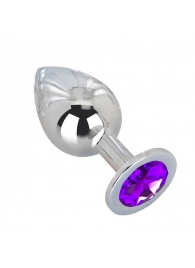 Большой плаг из стали с фиолетовым кристаллом Violet Dream - 9,5 см. - Erotic Fantasy - купить с доставкой в Одинцово
