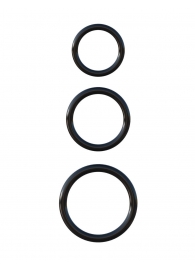 Набор из трех черных эрекционных колец Silicone 3-Ring Stamina Set - Pipedream - в Одинцово купить с доставкой